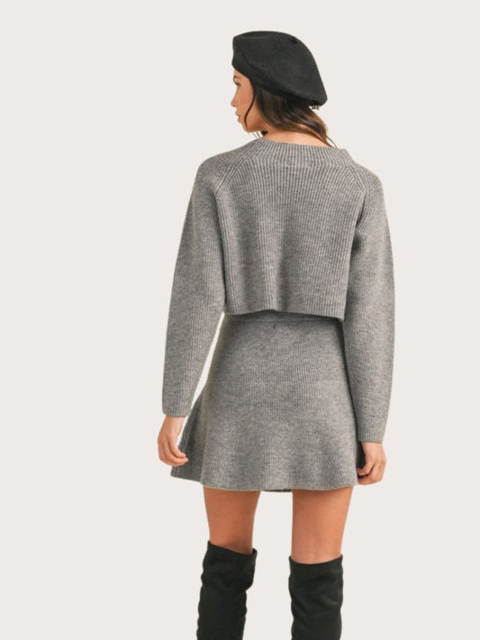Courtney Charcoal Sweater Flare Skirt