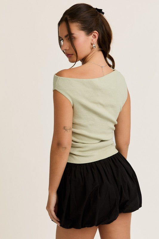 Asymmetrical Neck Sweater Top