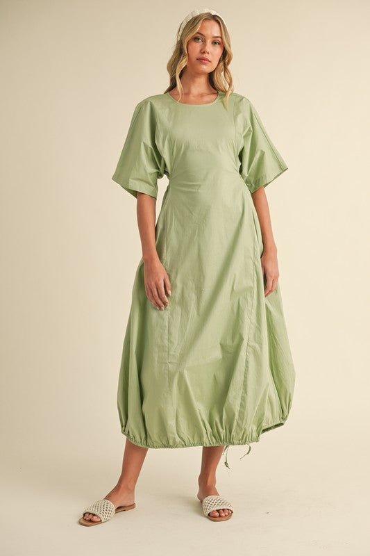 Drawstring Open Back Dress