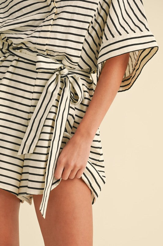 Belted Short Sleeve Romper