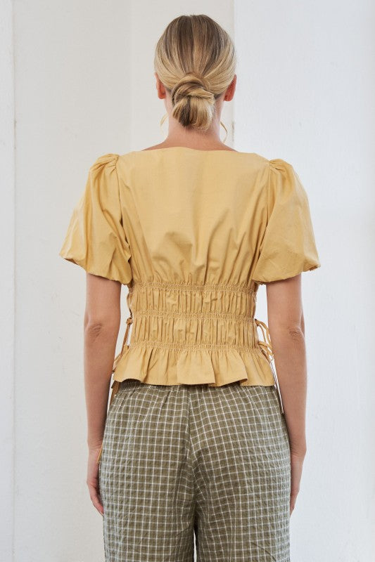 Elsie Smocked Puff Top