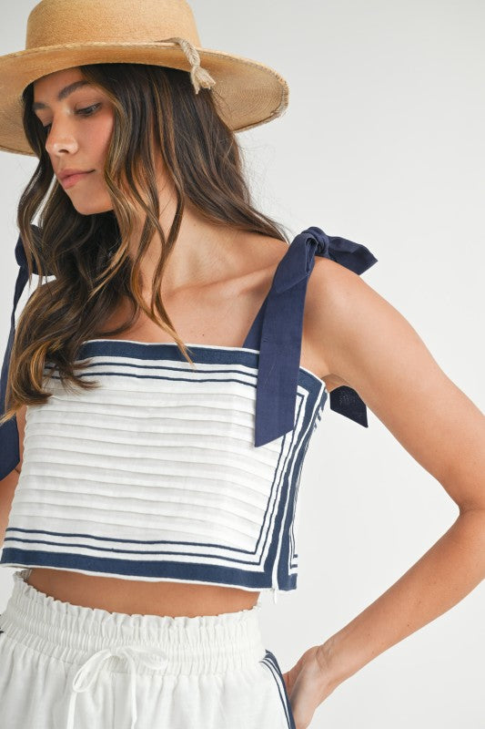 Chevron Linen Crop Top