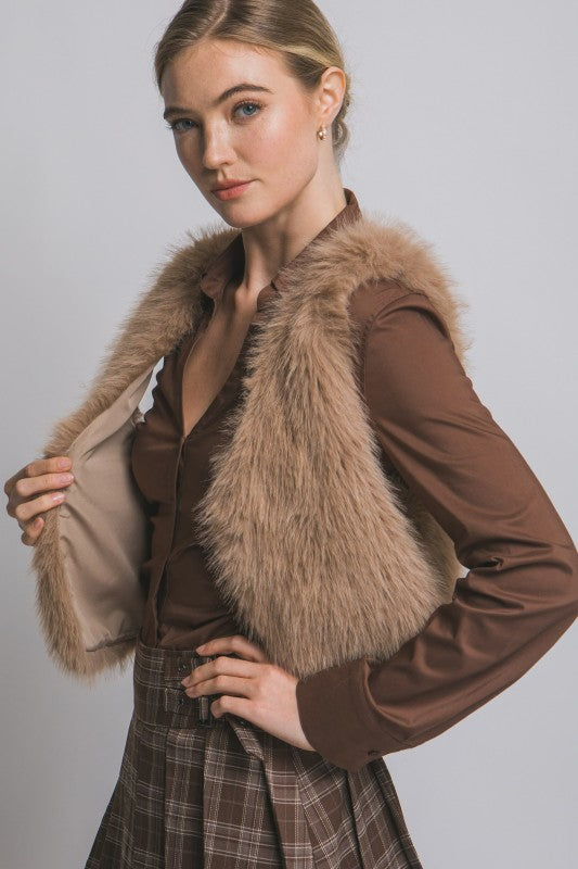 V-neckline Faux Fur Vest