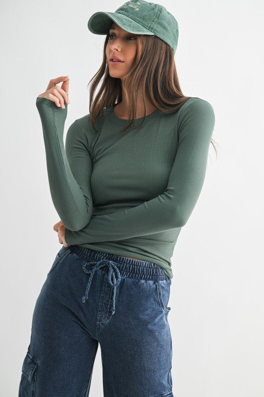 Ribbed Long-sleeved Top