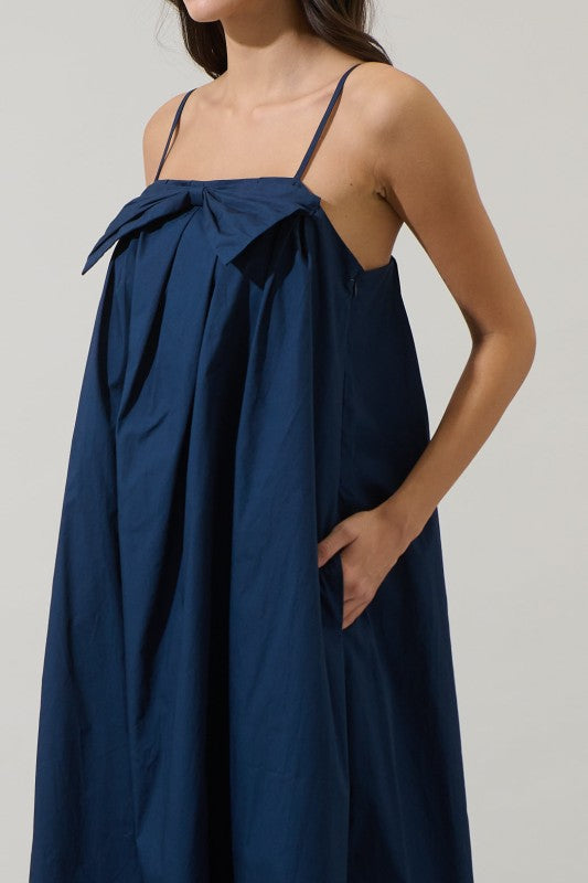 Melly Pleated Bow Maxi Dress