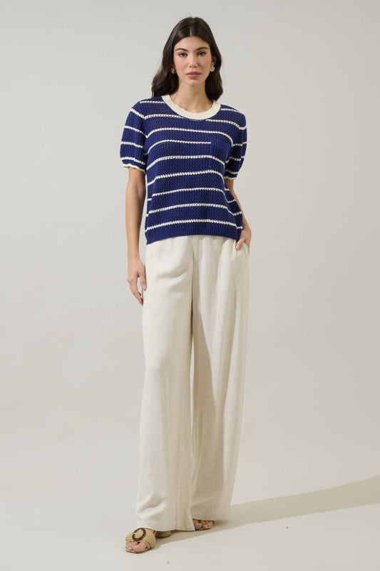Dannah Stripe Crochet Sweater Top
