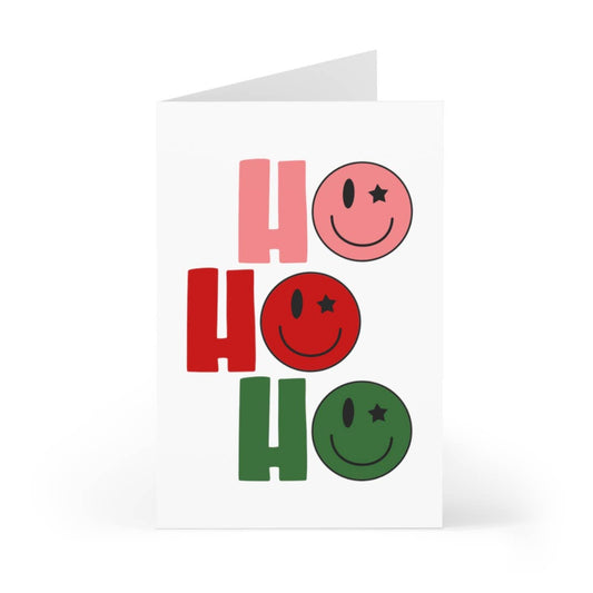 Ho Ho Ho Smiley Face Christmas Card - Basic Bee