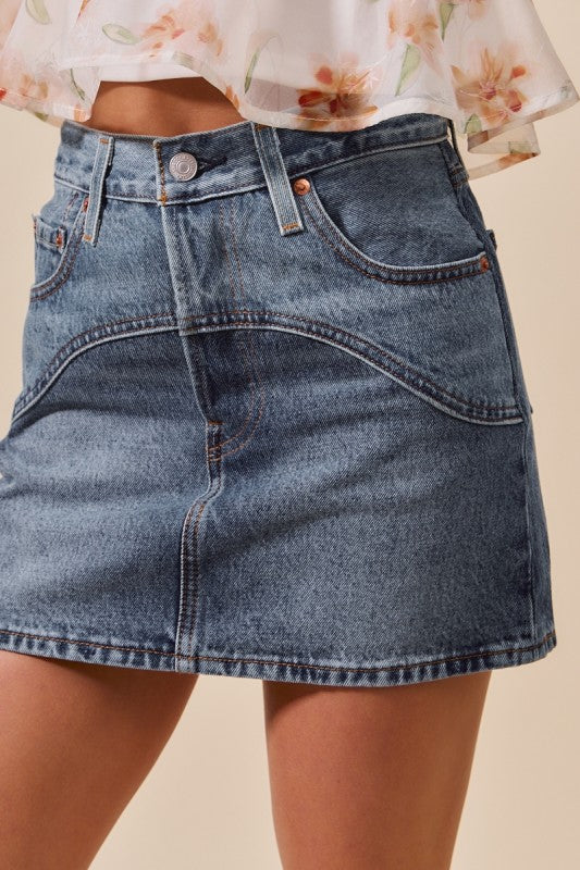 Washed Denim Mini Skirt