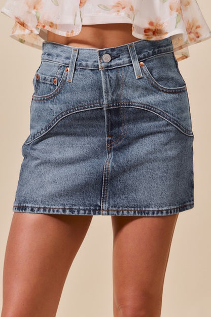 Washed Denim Mini Skirt