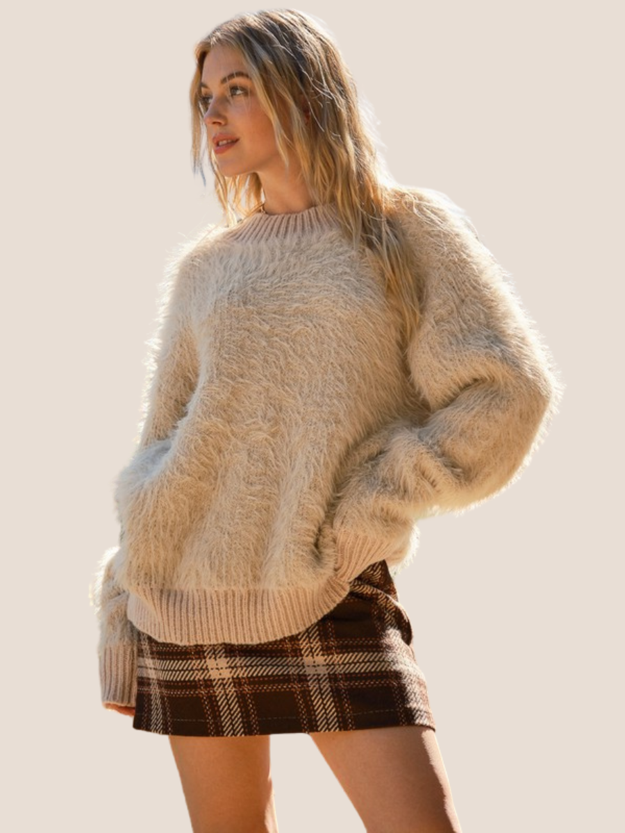 Fuzzy and Soft Textured Pullover Sweater