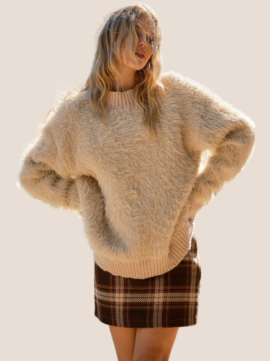Fuzzy and Soft Textured Pullover Sweater