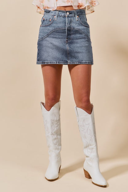 Washed Denim Mini Skirt