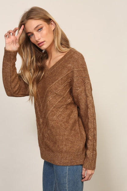 Chevron Detail Oversized Sweater