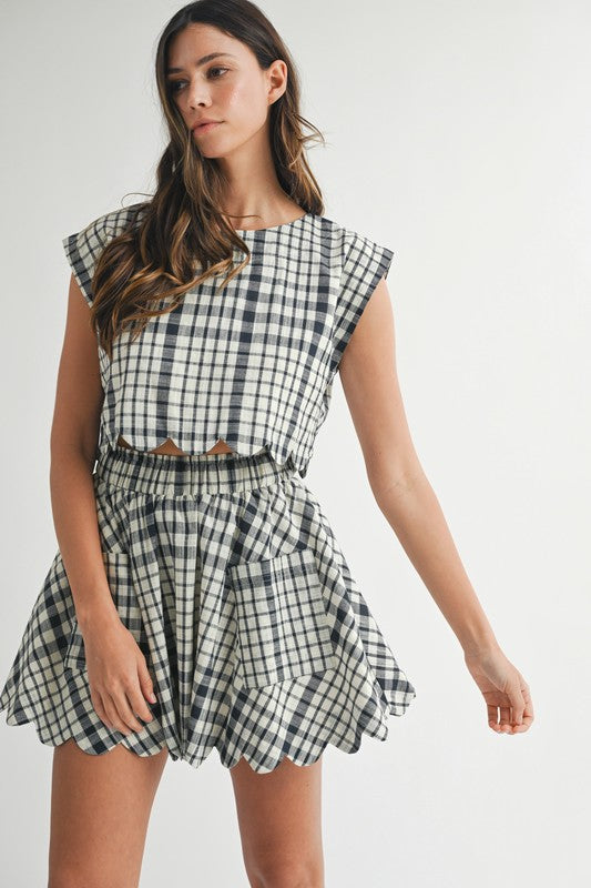 Bold Gingham Plaid Mini Skirt