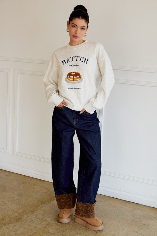 Pancake Embroidery Sweatshirt