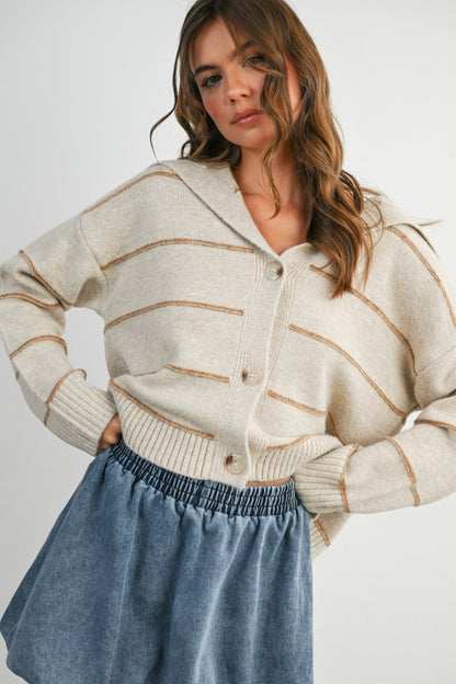 Button-up Striped Collared Sweater
