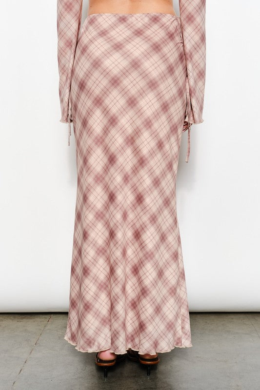 Ria Plaid Mesh Skirt