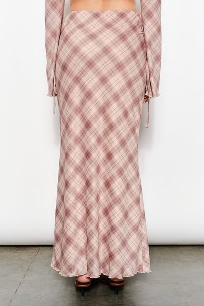 Ria Plaid Mesh Skirt