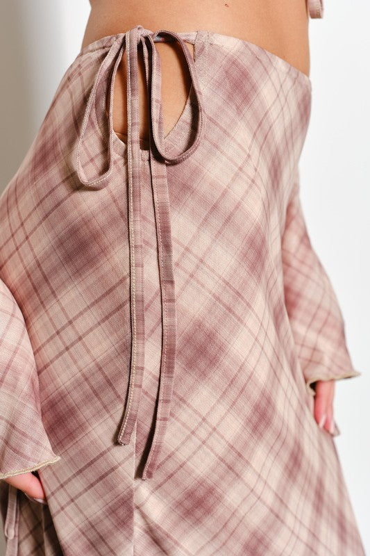 Ria Plaid Mesh Skirt