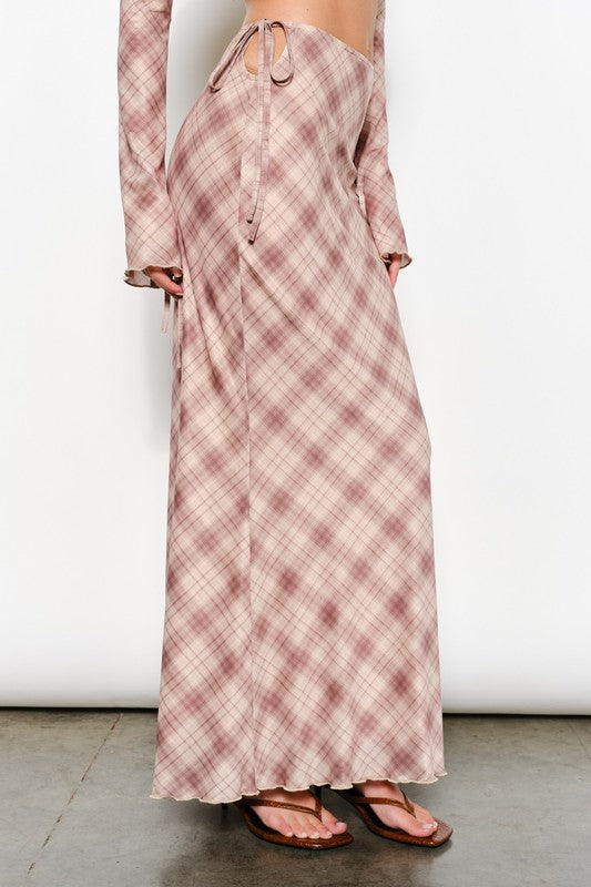 Ria Plaid Mesh Skirt