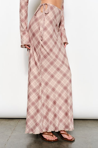 Ria Plaid Mesh Skirt