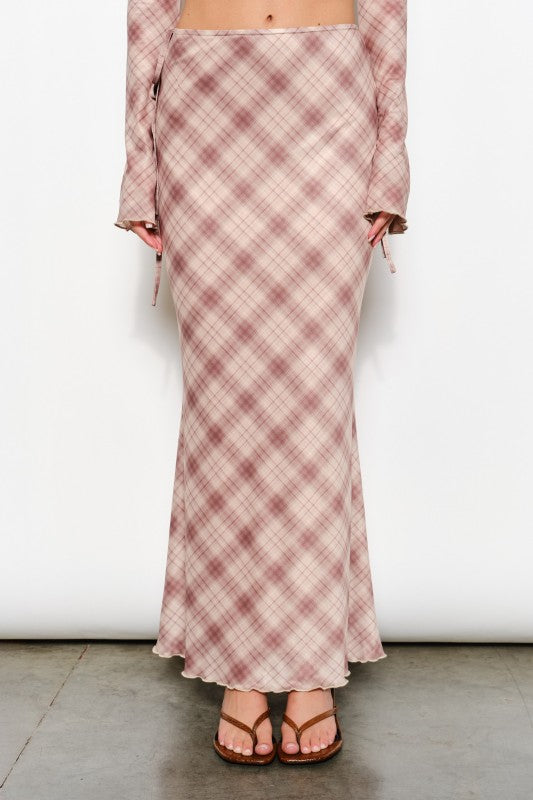 Ria Plaid Mesh Skirt