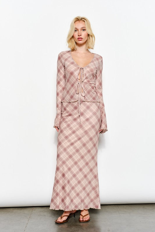 Ria Plaid Mesh Skirt