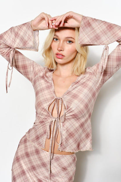 Ria Plaid Mesh Top by