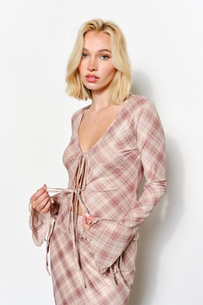 Ria Plaid Mesh Top by