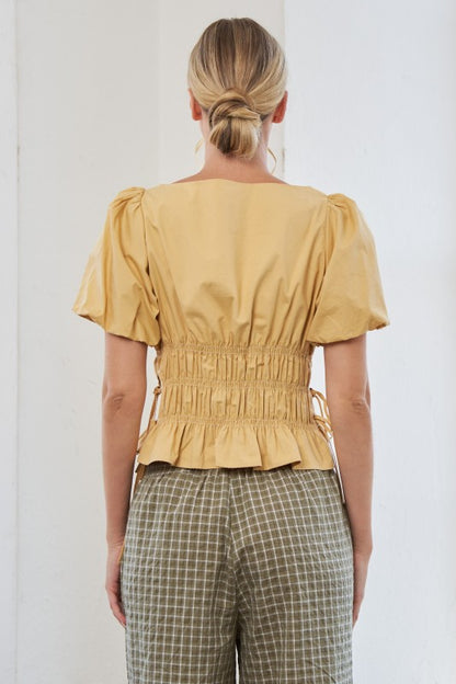 Elsie Smocked Puff Top