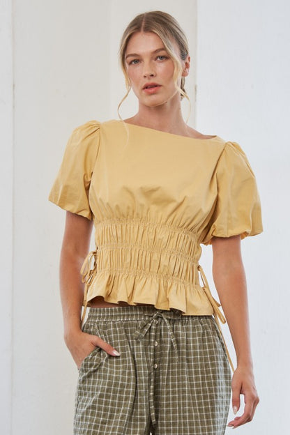 Elsie Smocked Puff Top