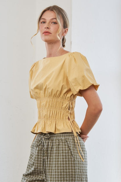Elsie Smocked Puff Top