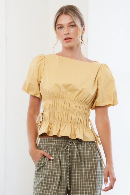 Elsie Smocked Puff Top