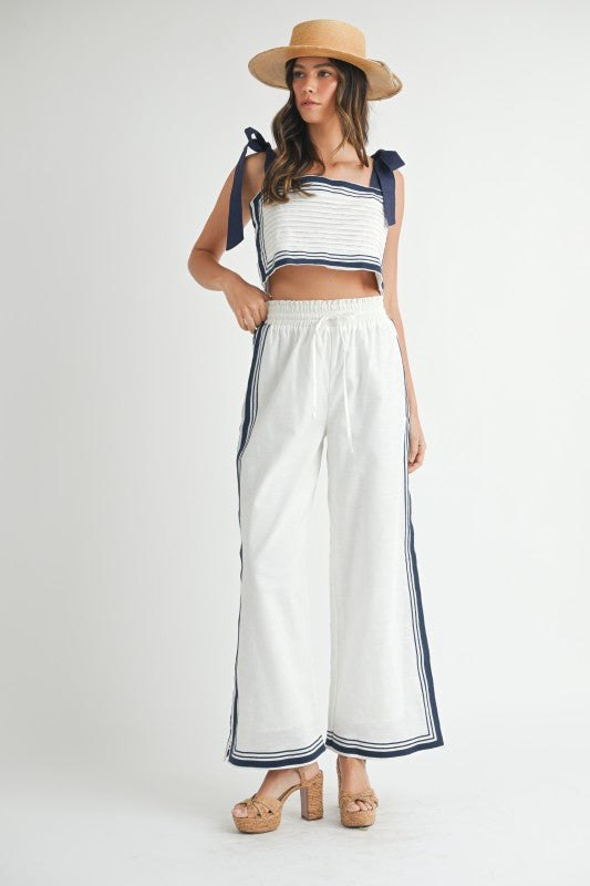 Chevron Linen Crop Top