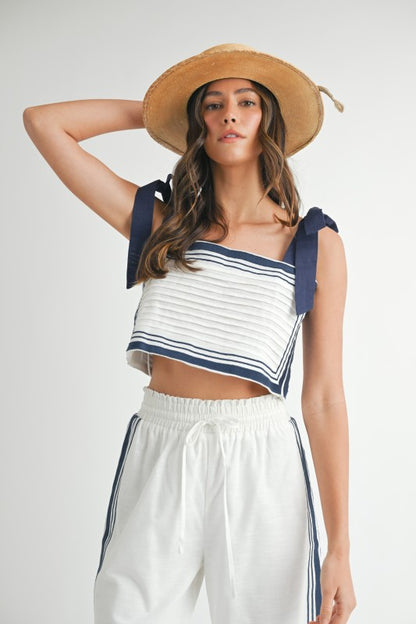 Chevron Linen Crop Top