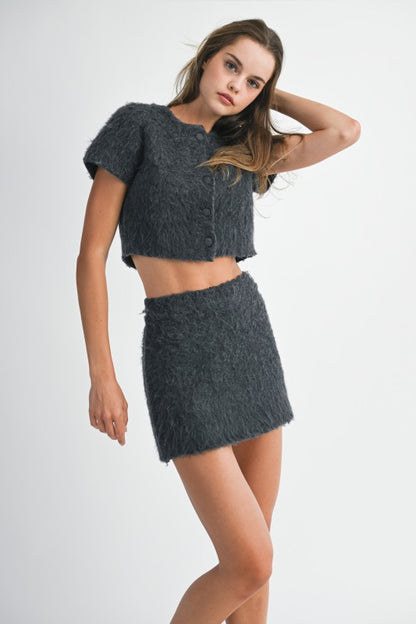 Fuzzy Short Sleeve Cardigan