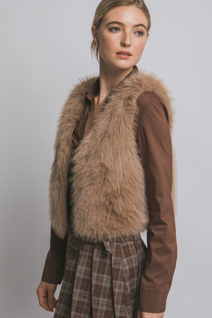 V-neckline Faux Fur Vest