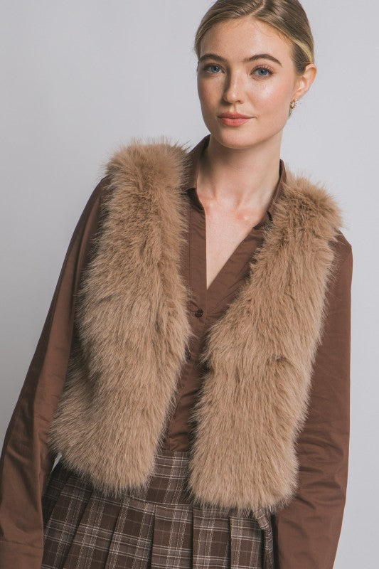 V-neckline Faux Fur Vest