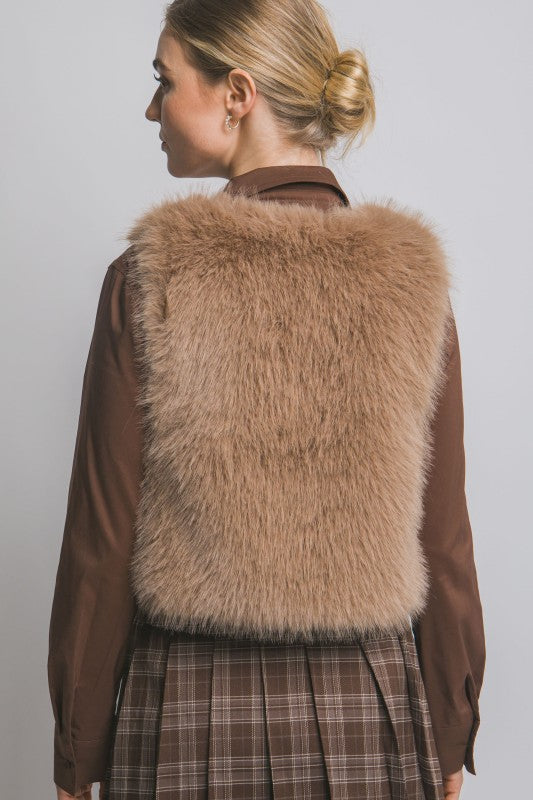 V-neckline Faux Fur Vest