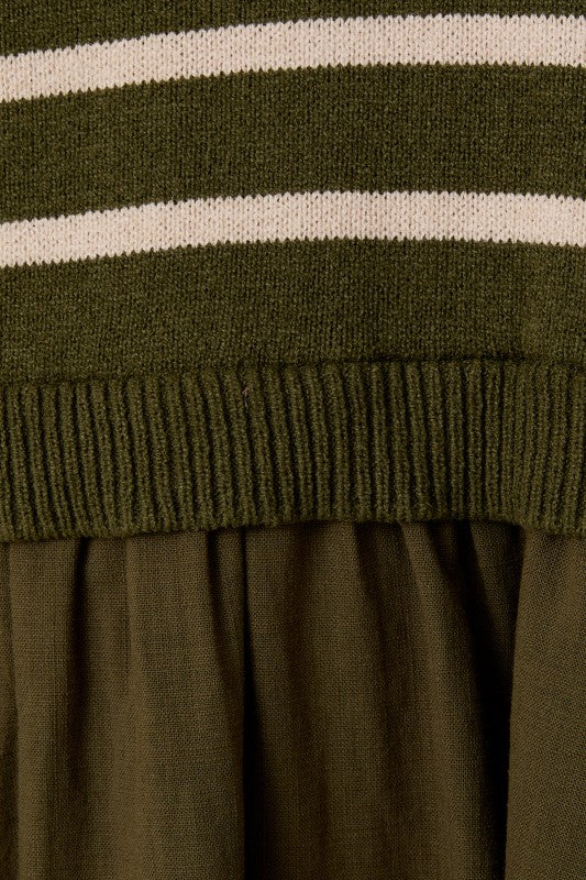 Crew Neck Mix Mini Dress