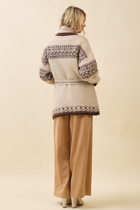 Fuzzy Knit Belted Cardigan