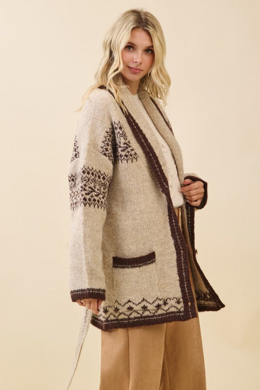 Fuzzy Knit Belted Cardigan