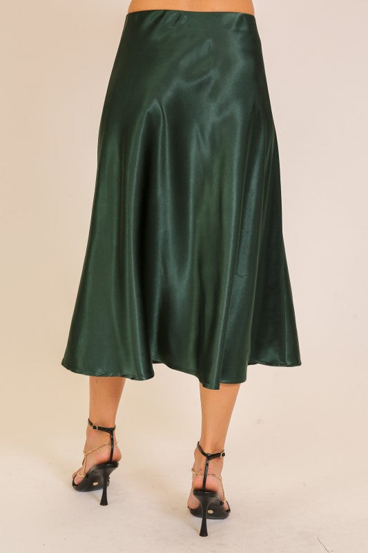 Satin Midi Flare Skirt