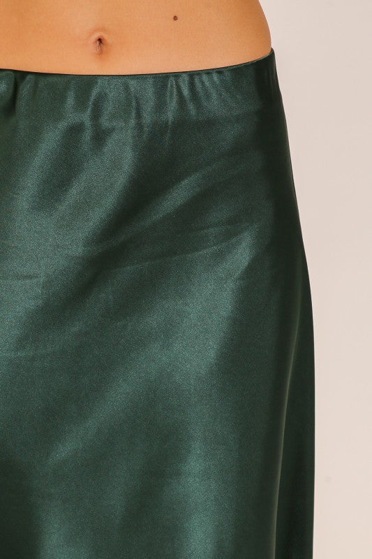 Satin Midi Flare Skirt