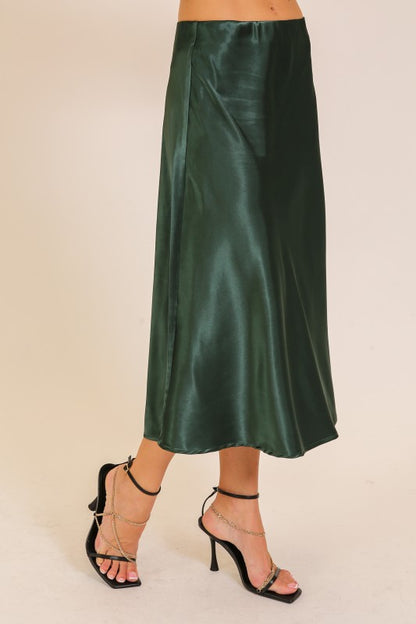 Satin Midi Flare Skirt