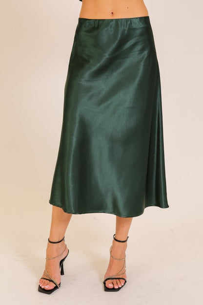 Satin Midi Flare Skirt