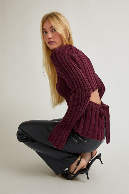 Tie Back Knit Sweater Top