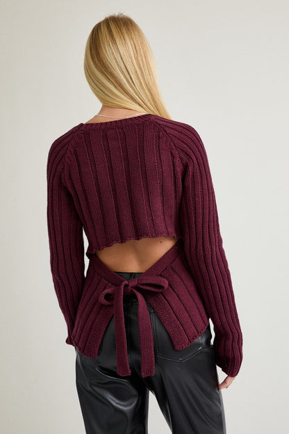 Tie Back Knit Sweater Top