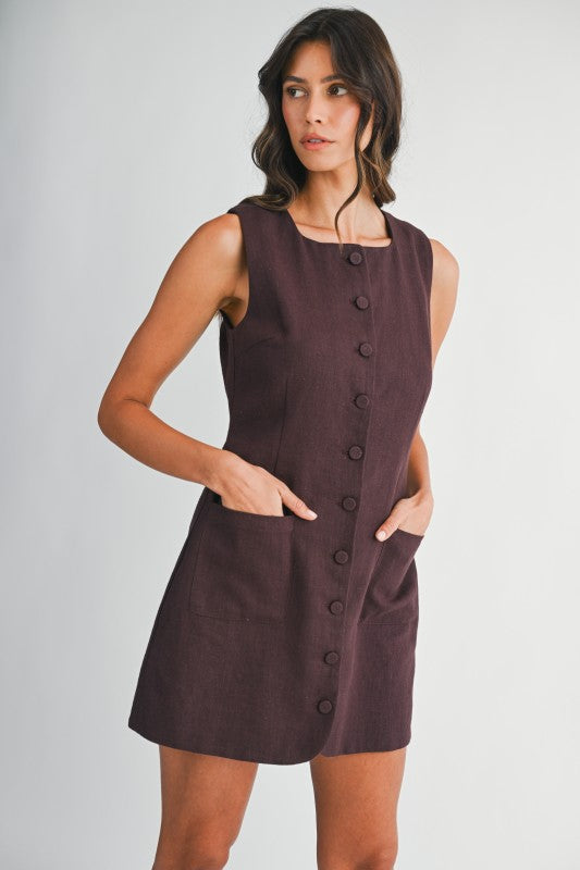 Linen Button Down Mini Dress