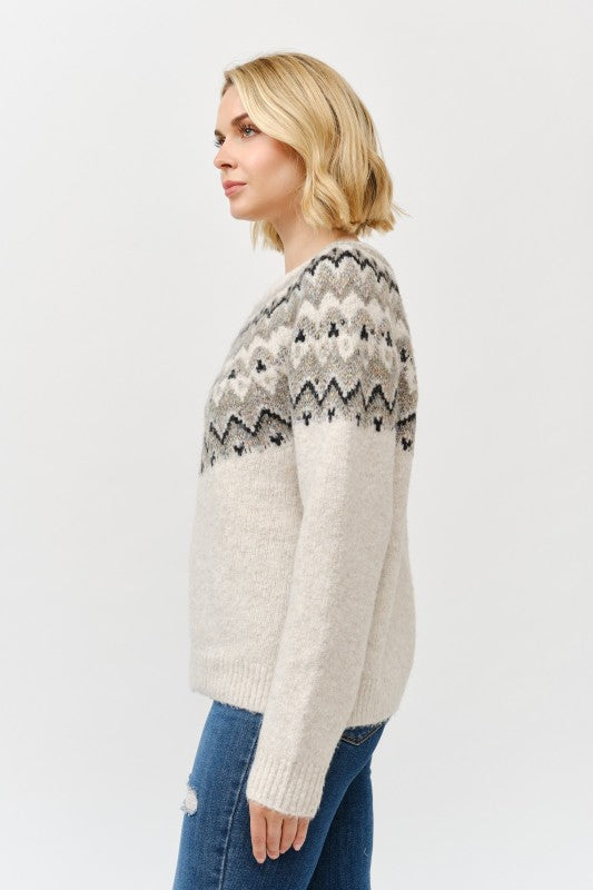 Round Neck Embellished Knit Sweater